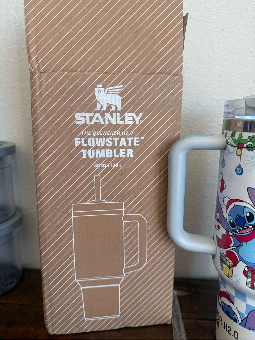 Stanley Holiday Stitch Blue White Travel Tumbler with Handle - Picture 5 of 5
